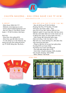 BÁN ĐẤT KHU CÔNG NGHỆ CAO TP HCM 7.581 M2