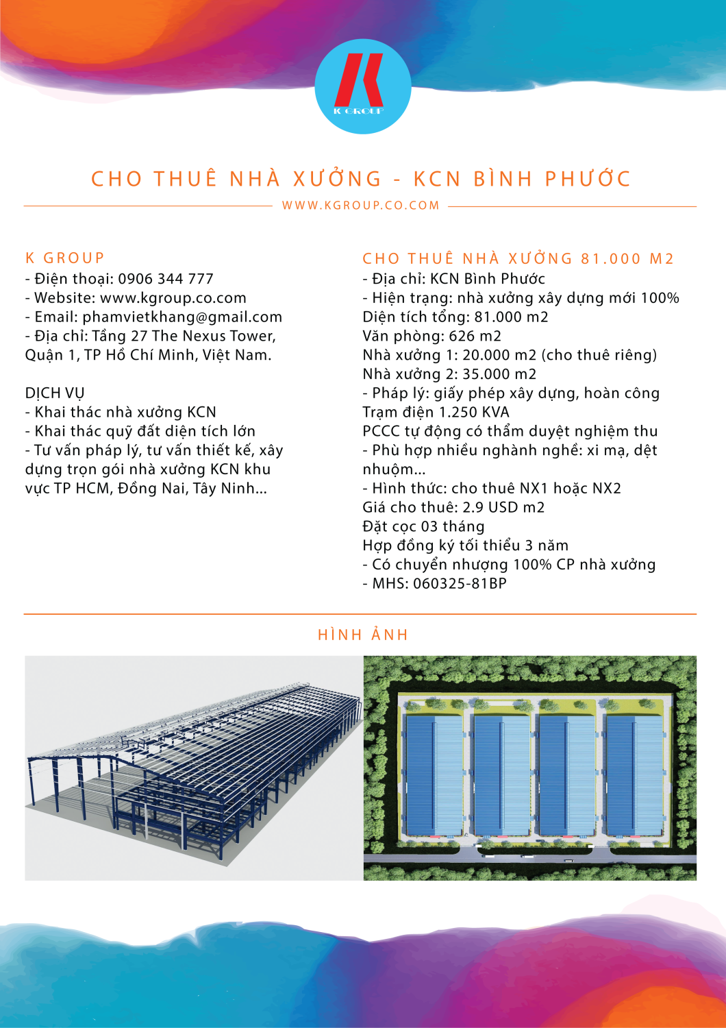CHO THUÊ NHÀ XƯỞNG 81.000 M2 - KCN BÌNH PHƯỚC